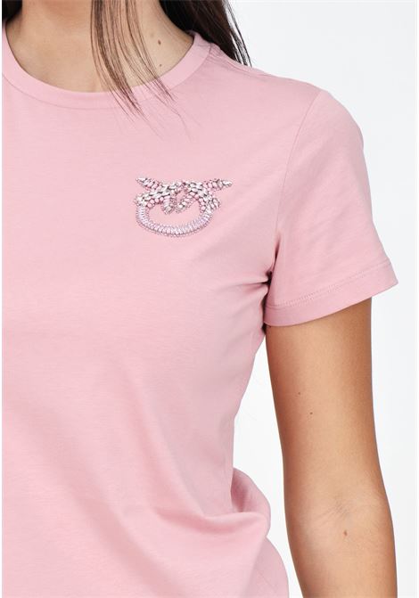T-shirt a manica corta rosa da donna modello Nambrone PINKO | 103320-A24EQ08