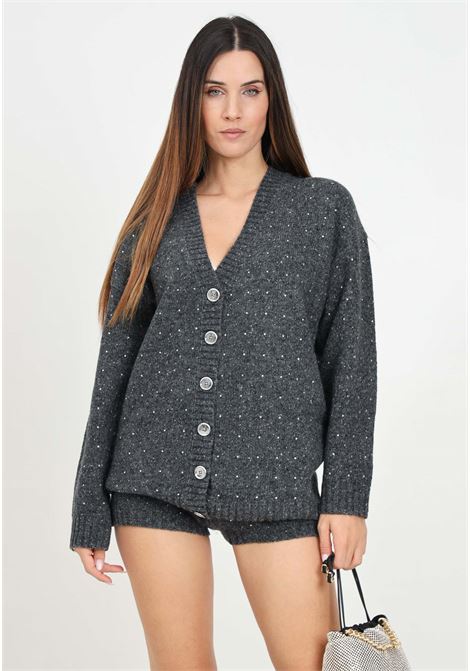 Cardigan grigio da donna con paillettes e bottoni sul fronte e sul retro PINKO | 103966-A232IZ9