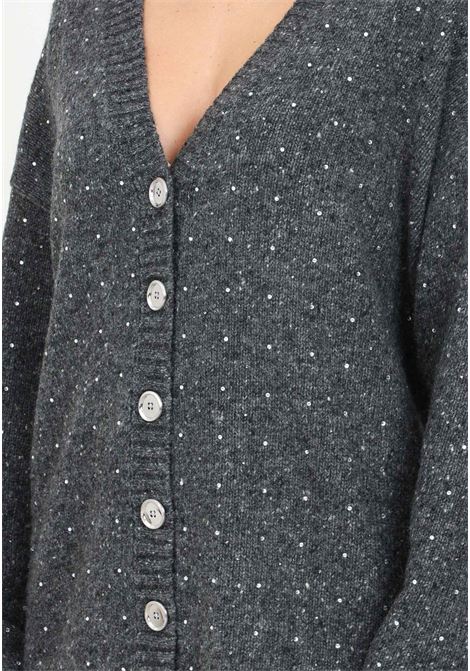 Cardigan grigio da donna con paillettes e bottoni sul fronte e sul retro PINKO | 103966-A232IZ9