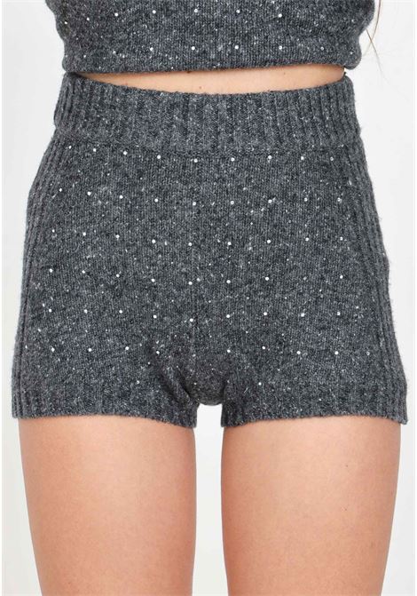 Shorts grigio da donna con paillettes PINKO | 103967-A232IZ9