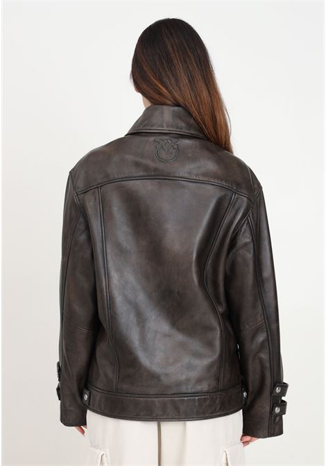 Black Grotta leather jacket for women PINKO | 104048-A23UZ98