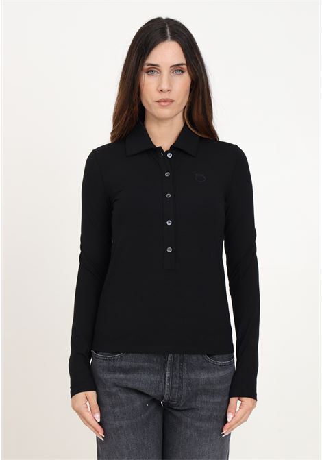 Women's black long-sleeved photo polo shirt PINKO | 104166-A1DEZ99