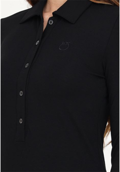 Women's black long-sleeved photo polo shirt PINKO | 104166-A1DEZ99