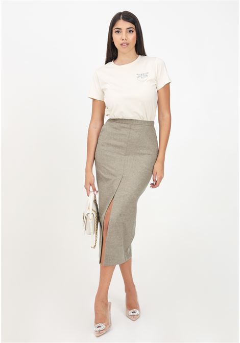 Beige Lampione midi skirt for women with checked pattern PINKO | 104231-A248CS0
