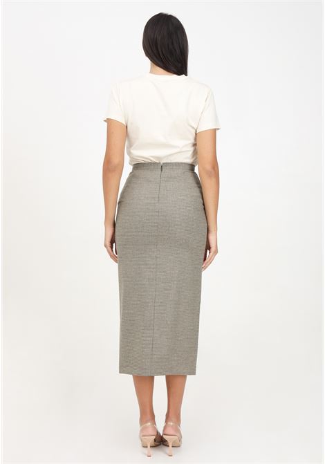 Beige Lampione midi skirt for women with checked pattern PINKO | 104231-A248CS0