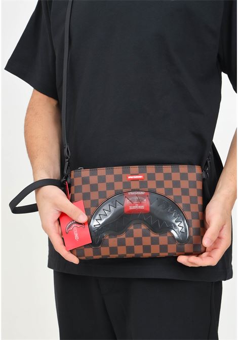 Pochette CLEAR RUBBER SHARK CROSSOVER CLUTCH W/ SHOUDLER STRAP marrone per uomo e donna SPRAYGROUND | 910B6515NSZ.