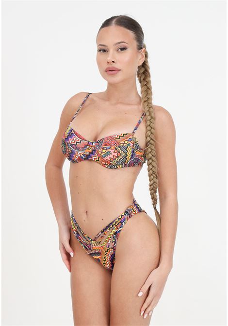 Women's ethnic patterned bikini with balcony and braided briefs 4GIVENESS | FGBW3509200