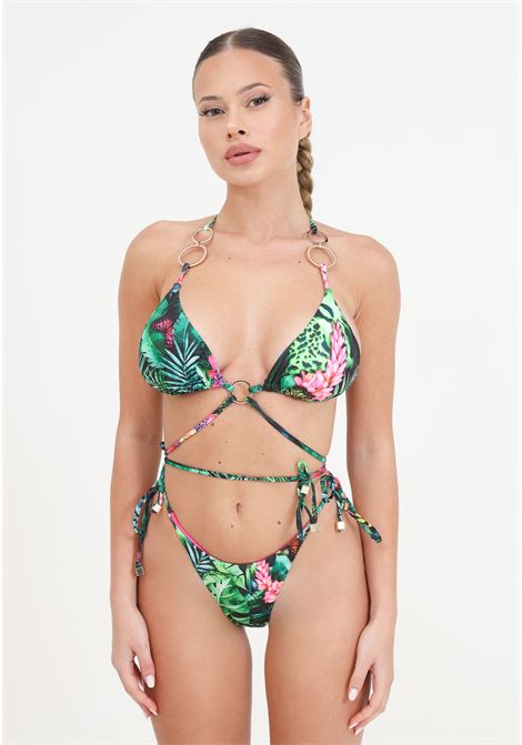 Women's bikini with tropical triangle pattern and adjustable briefs 4GIVENESS | FGBW3603200