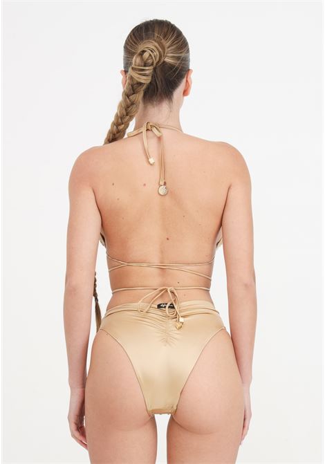 Gold triangle women's bikini with long laces and curls 4GIVENESS | FGBW3779200