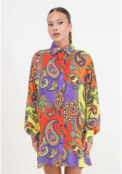Floral patterned women's shirt with buttons and long sleeves 4GIVENESS | FGCW3630200