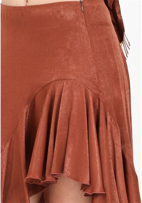 Brown asymmetrical cut women's skirt AKEP | GOKD05155MORO