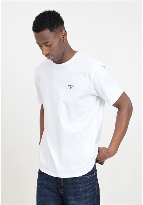 T-shirt da uomo bianca con ricamo logo in nero BARBOUR | 241-MTS0331WH11