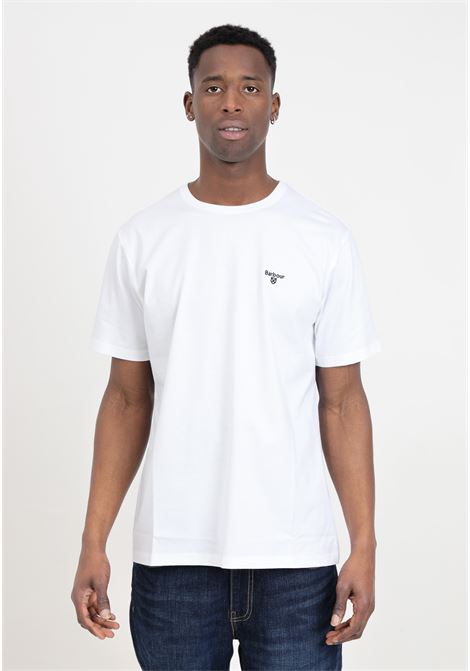 T-shirt da uomo bianca con ricamo logo in nero BARBOUR | 241-MTS0331WH11