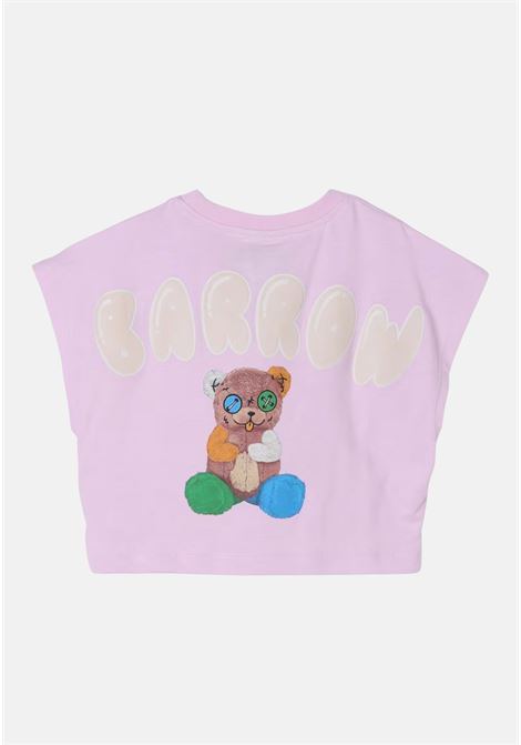 T-shirt  bambina rosa con stampa sul retro BARROW | S4BKJGTH127BW014