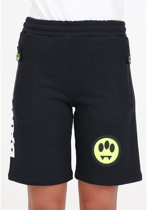 Black women's and girls' shorts with logo print and smile BARROW | S4BKJUBE098110