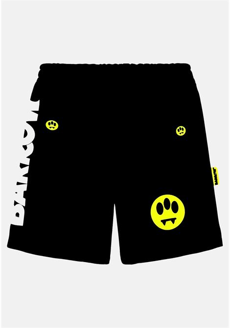 Black women's and girls' shorts with logo print and smile BARROW | S4BKJUBE098110