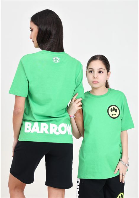 Green women's and girls' t-shirt with retro print BARROW | S4BKJUTH097BW012