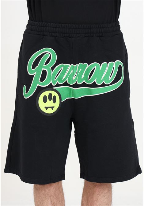 Black men's and women's shorts with printed logo and smile BARROW | S4BWUABE054110