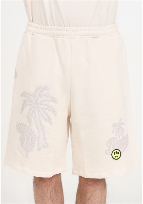 Beige men's and women's shorts with designs and logo BARROW | S4BWUABE063BW009