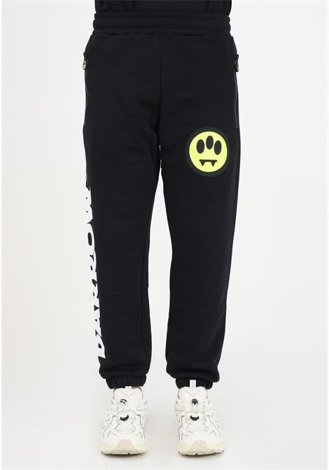 Black men's and women's tracksuit trousers with smiley face and logo print BARROW | S4BWUAFP138110