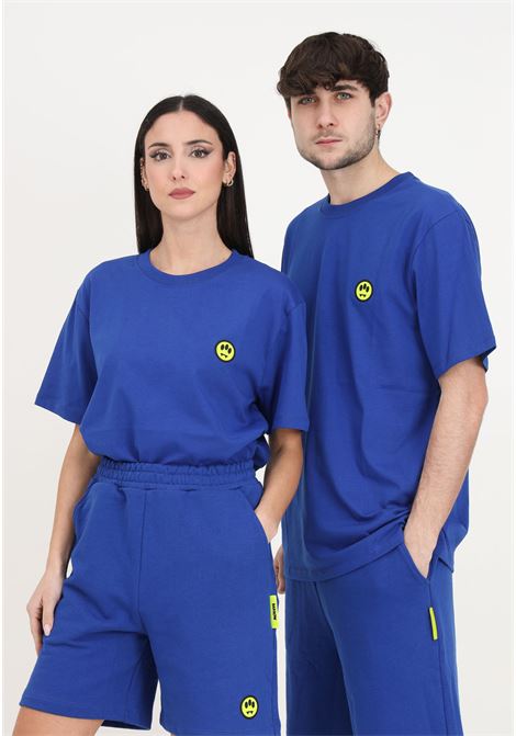 Blue men's and women's t-shirt with smiley face BARROW | S4BWUATH131BW013
