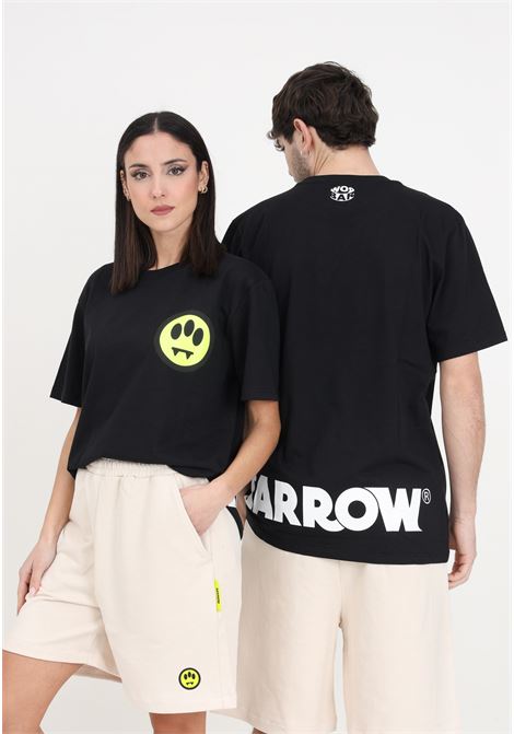 T-shirt uomo donna nera con stampa e smile BARROW | S4BWUATH137110