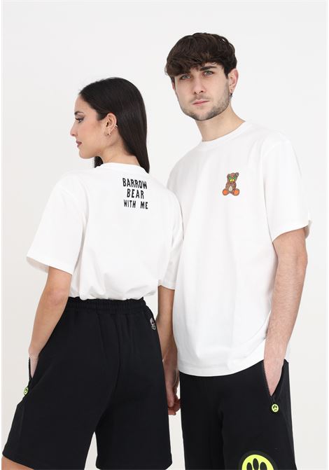 White men's and women's t-shirt with teddy bear and print BARROW | S4BWUATH144002