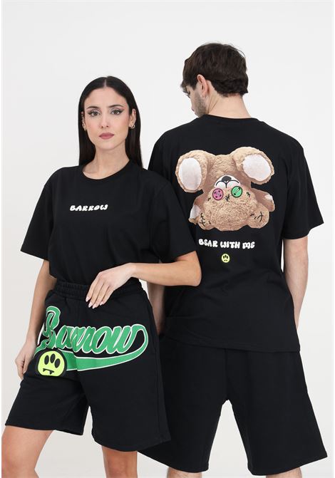 T-shirt uomo donna nera con stampa e orsetto BARROW | S4BWUATH147110