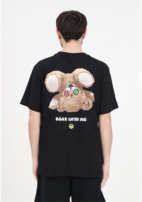 Black men's and women's t-shirt with print and teddy bear BARROW | S4BWUATH147110