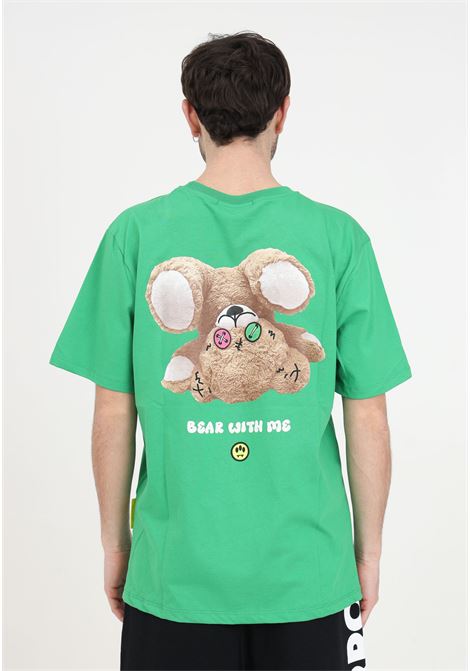 Green men's and women's t-shirt with print and teddy bear BARROW | S4BWUATH147BW012