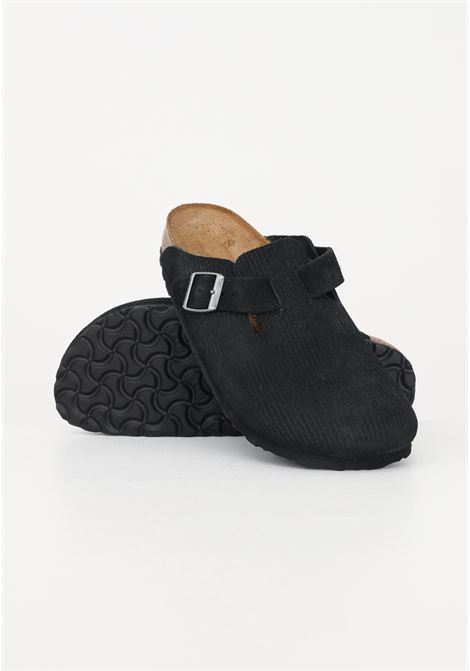 Birkenstock Boston Embossed Corduroy black slippers for men and women BIRKENSTOCK | 1026172.
