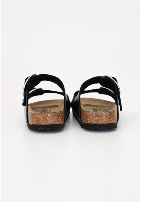 Black women's slippers with cork sole, Arizona Big Buckle model BIRKENSTOCK | 1027413.