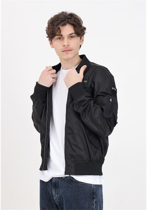 Black men's jacket with logo patch BLAUER | 24SBLUC01101-005963999