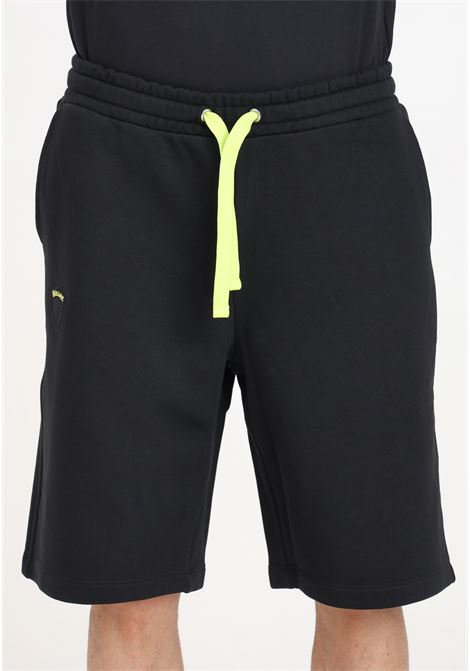 Black men's shorts with logo patch and yellow cords BLAUER | 24SBLUF07194-006804999