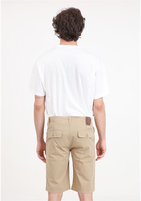 Beige men's shorts with logo button BOMBOOGIE | BMGRIT-T-TX304
