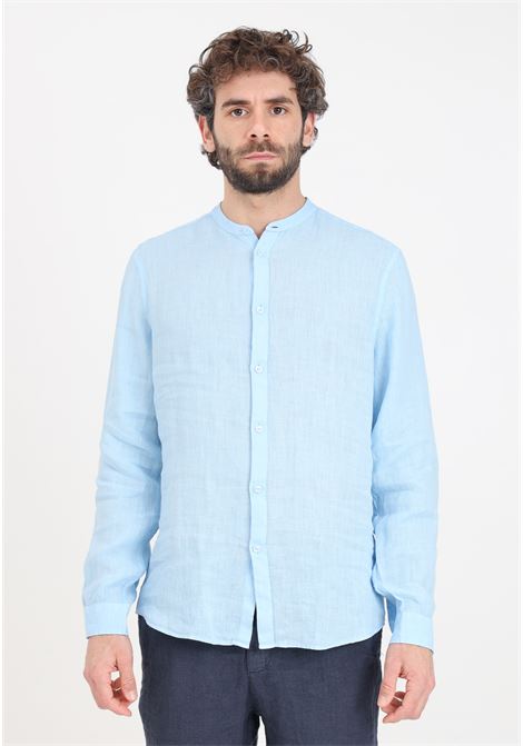 Light blue men's shirt with mandarin collar BOMBOOGIE | SM6401-T-LI223