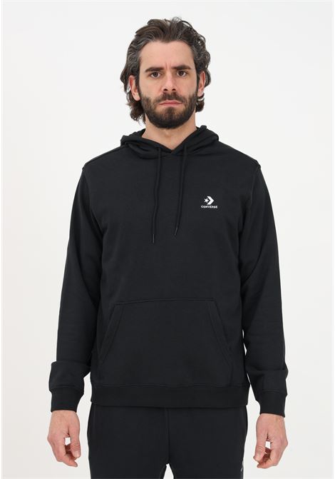 Black men's sweatshirt with hood and logo embroidery CONVERSE | 10023874-A01.