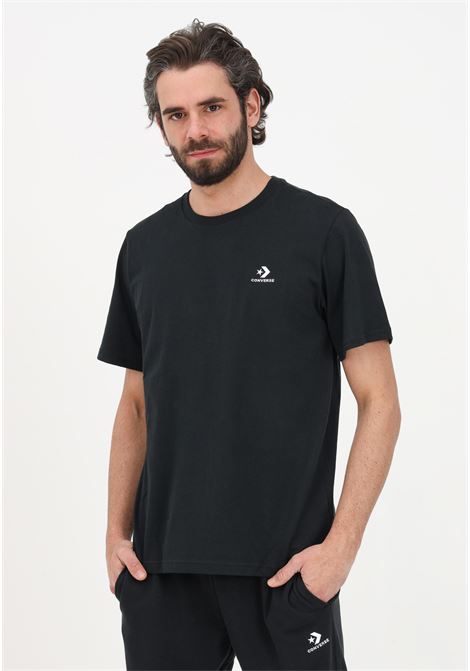 T-shirt a manica corta nera da uomo con ricamo logo CONVERSE | 10023876-A02.