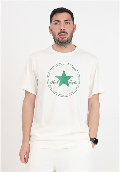 Creamy white short-sleeved T-shirt for men with all star logo CONVERSE | 10025459-A23.