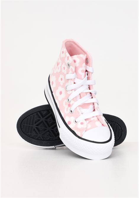 Sneakers CTAS EVA LIFT HI da bambina rosa con fiori bianchi  CONVERSE | A06325C.