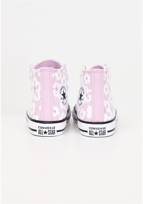 Sneakers CTAS EVA LIFT HI da bambina viola con fiori bianchi CONVERSE | A08117C.