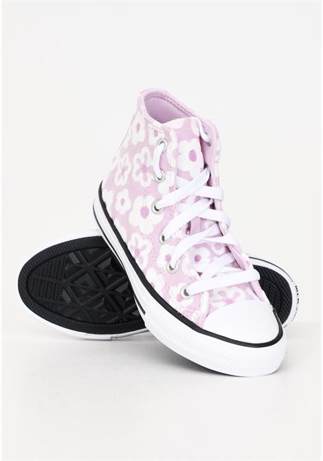 Sneakers CTAS EVA LIFT HI da bambina viola con fiori bianchi CONVERSE | A08117C.