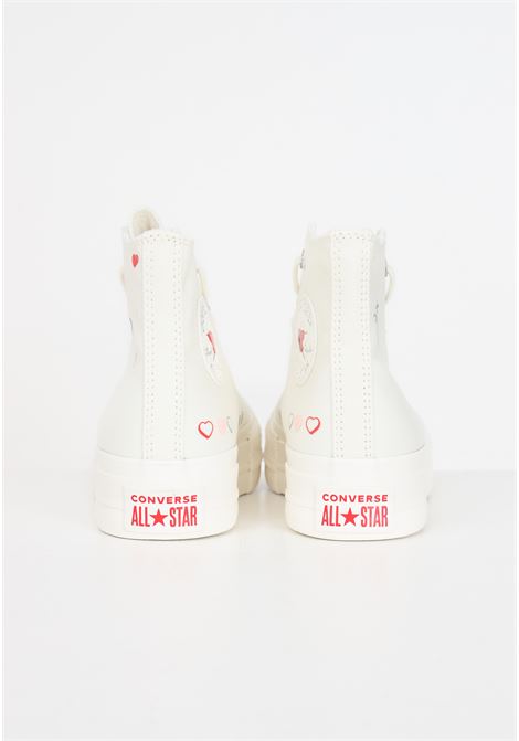 Sneakers donna bianca con cuori Chuck Taylor All Star Lift Platform Y2K Heart High Top CONVERSE | A09114C.