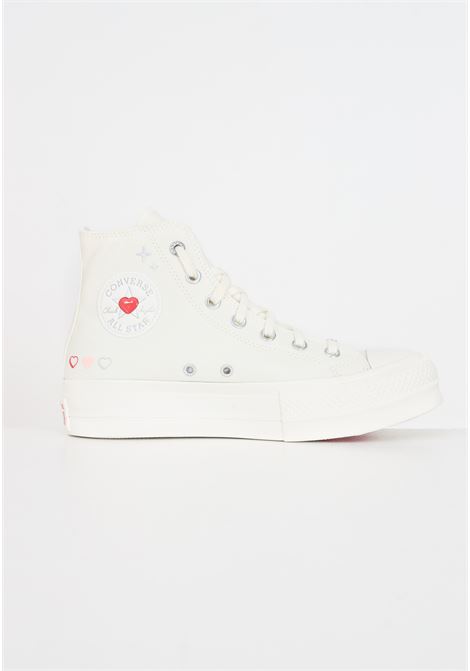 White women's sneakers with hearts Chuck Taylor All Star Lift Platform Y2K Heart High Top CONVERSE | A09114C.