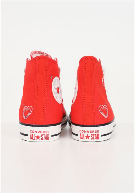 Sneakers da donna rossa con cuoricini modello CTAS HI CONVERSE | A09117C.