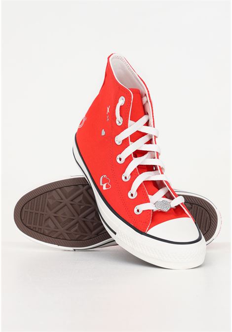 Red women's sneakers with CTAS HI model hearts CONVERSE | A09117C.