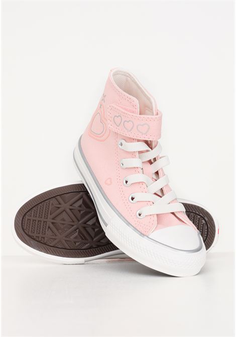 Sneakers da bambina rosa con strappo e cuoricini CTAS 1V HI CONVERSE | A09119C.