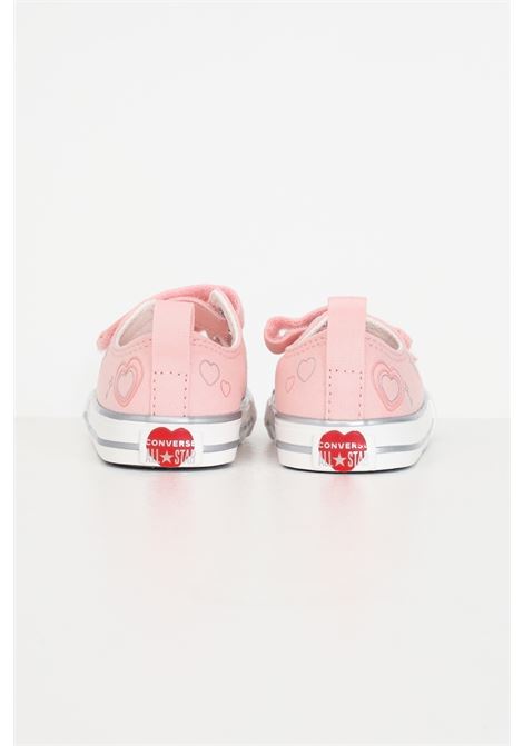 Sneakers chiusura a strappo rosa baby stampa cuoricini CONVERSE | A09120C.