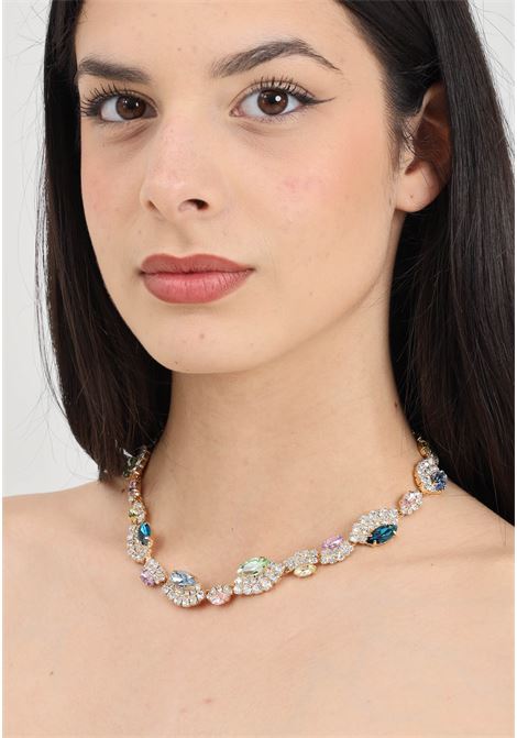 Women's gold necklace covered in colored stones DIAMOND | 3115ORO