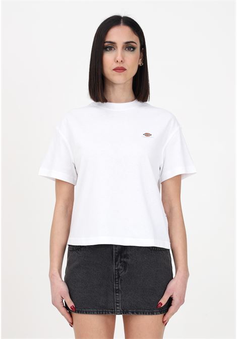 Women's white casual t-shirt with logo patch DIckies | DK0A4Y8LWHX1WHX1